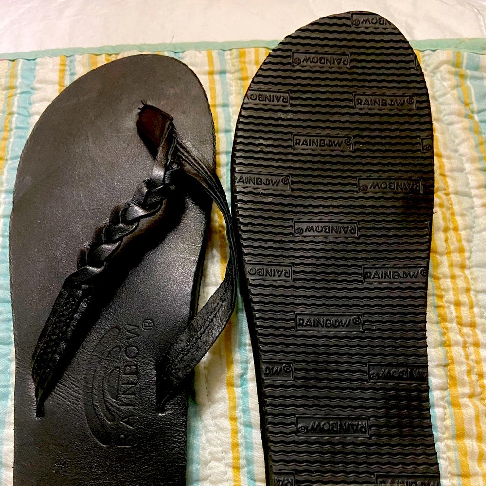 Never worn flirty leather braid rainbows black